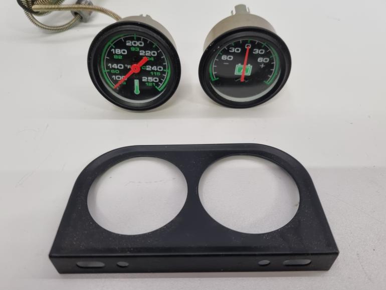 Trisco Voltmeter Og Vandtemperaturmåler Med Holder - 52mm