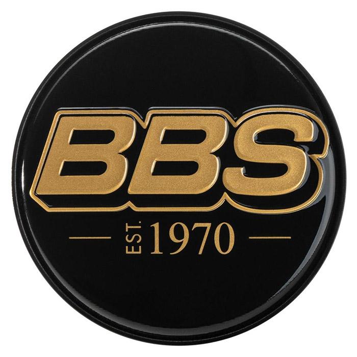 BBS 2D Centerkapsel est. 1970 præget sort/guld - 56mm – 1 stk.