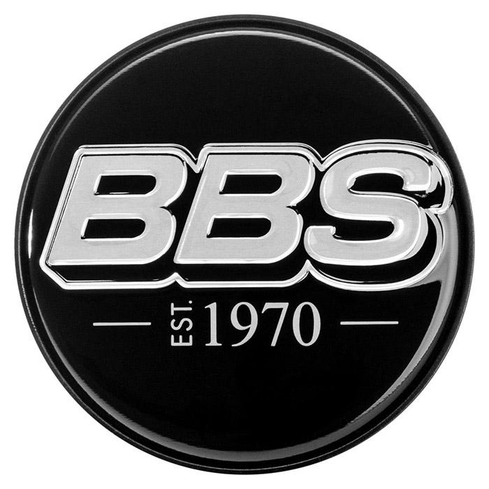 BBS 2D Centerkapsel est. 1970 præget sort/sølv - 56mm – 1 stk.