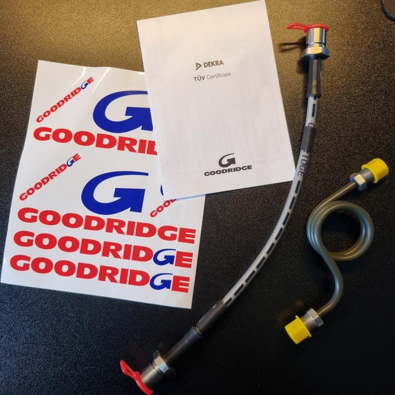 Goodridge rustfrit stål flettet hydraulisk hovedcylinderslange: Golf Mk2 G60 (1990-1992), Corrado (1989-1992) - 357 721 465 A – billede 2